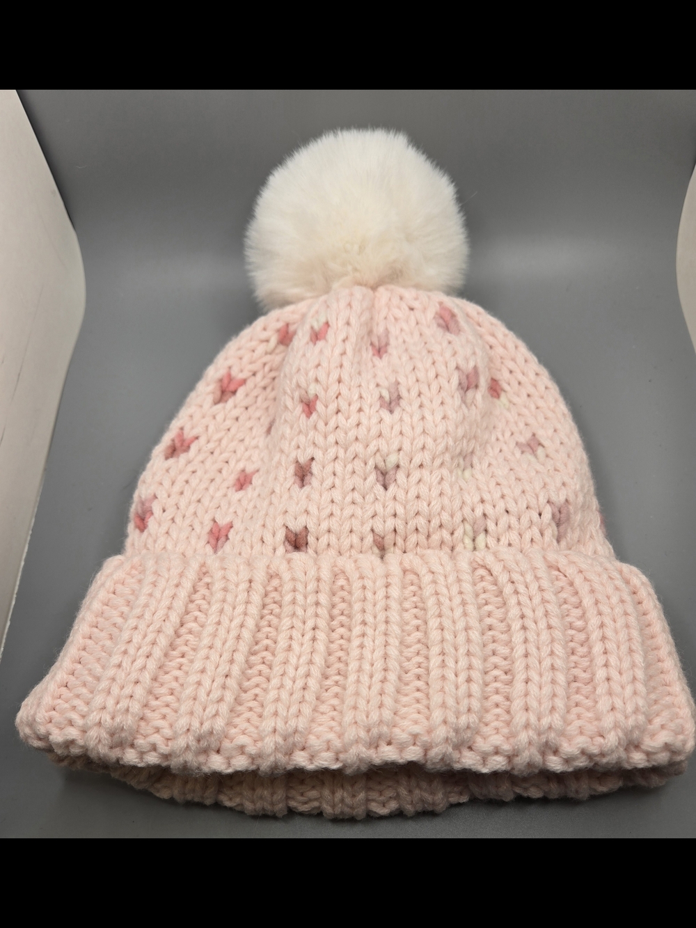 Nicole Miller Light Pink Knit Pom Pom Hat Like New Little Girls 4+